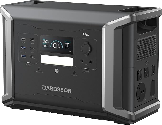 Dabbsson 1382Wh Power Station, 2400W Rated, 80% Charged in 32 Minutes, Expandable to 4600W 11.3kWh, DBS 1400Pro NEMA TT-30R Outlet,100W USB-C,1200W Solar Input, Solar Generator for Home Backup Outdoor