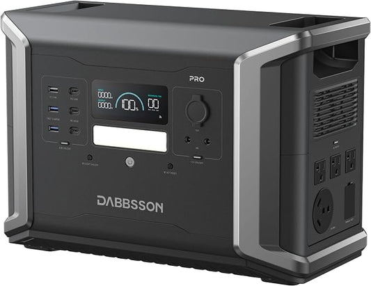 Dabbsson 1382Wh Power Station, 2400W Rated, 80% Charged in 32 Minutes, Expandable to 4600W 11.3kWh, DBS 1400Pro NEMA TT-30R Outlet,100W USB-C,1200W Solar Input, Solar Generator for Home Backup Outdoor