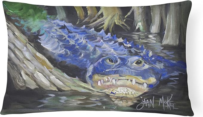 Caroline's Treasures JMK1135PW1216 Blue Alligator Canvas Fabric Decorative Pillow Machine Washable, Indoor Outdoor Decorative Pillow for Couch, Bed or Patio, 12HX16W