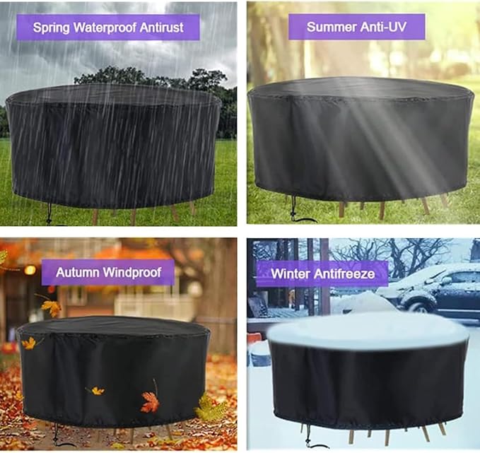 Patio Furniture Set Cover Round, Waterproof Round Patio Table Cover Outdoor Furniture Covers for Patio Furniture - 84"D x 28"H