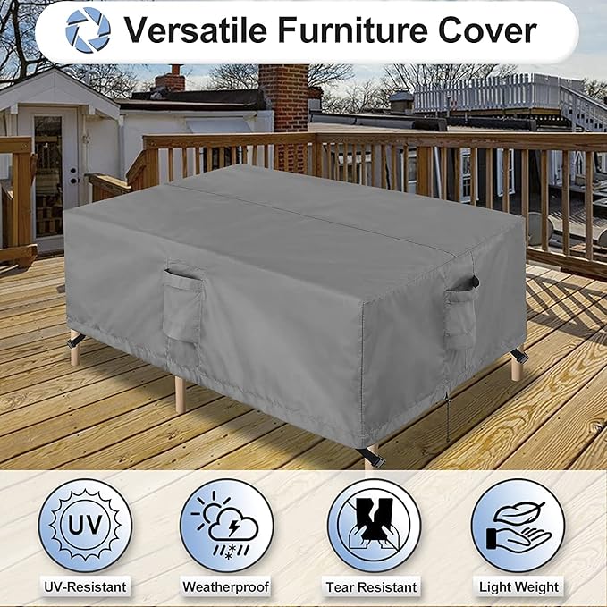 OutdoorLines Outdoor Waterproof Patio Table Furniture Set Covers - Square Couch Sectional Cover Outside Weatherproof Patio Furniture Covering for Deck, Lawn and Backyard 74" L x 74" W x 28" H, Grey