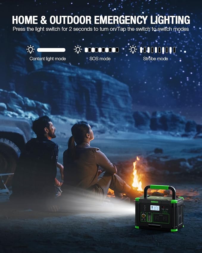 Portable Power Station 500W, 519.48Wh/140400mAh Solar Generator Backup Lithium Battery Pack Power Supply with 2 AC Outlets, PD 60W USB-C Power bank for Outdoor RV Camping Home Outage Emergency