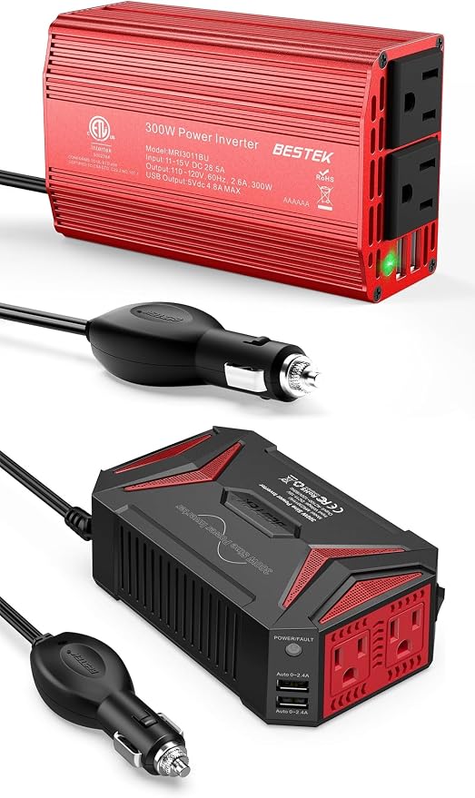 BESTEK 300W Power Inverter DC 12V to AC 110V & Pure Sine Wave Car Inverter