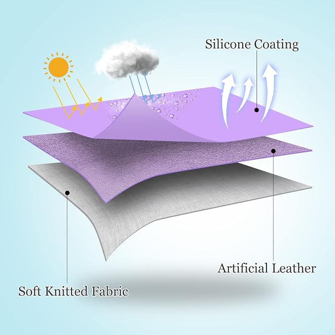 Set of 2 Silicone Leather Waterproof Fadeproof Pillow Covers 18x18 Inch Square Pillowcase Outdoor Cushion Sham for Garden Patio Tent Sunbrella Balcony Bench Sofa, Purple