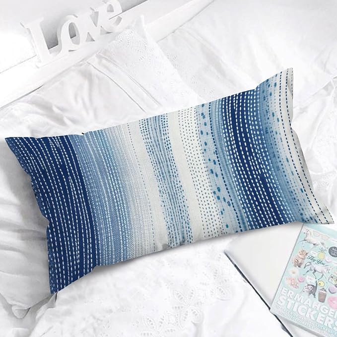 Antelope Aqua Animal Lumbar Pillow Cover White Blue Animal Strip Throw Pillow Cover Retro Farmhouse Decor Pillow for for Couch Sofa Farmhouse Decor 12x24in