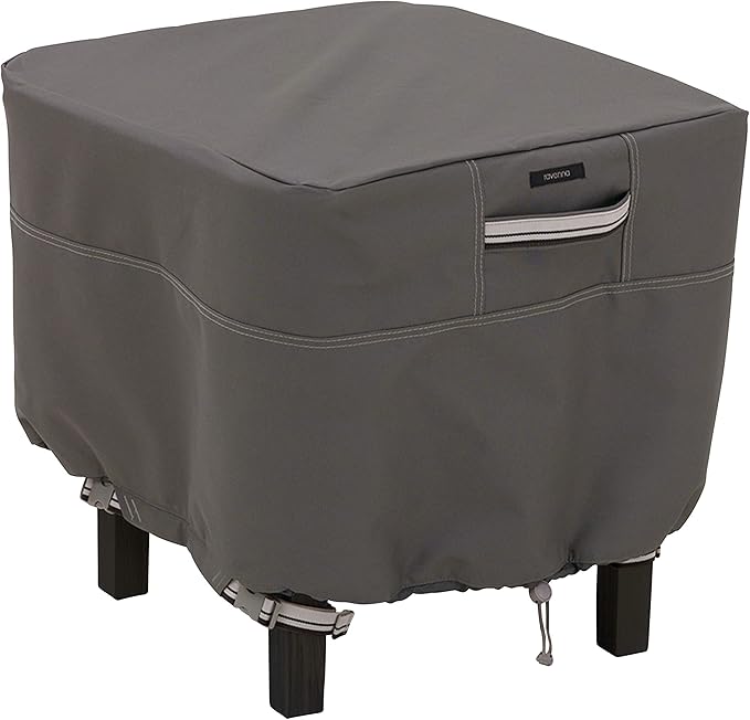 Classic Accessories Ravenna Water-Resistant 21 Inch Square Patio Ottoman/Table Cover, Outdoor Table Cover
