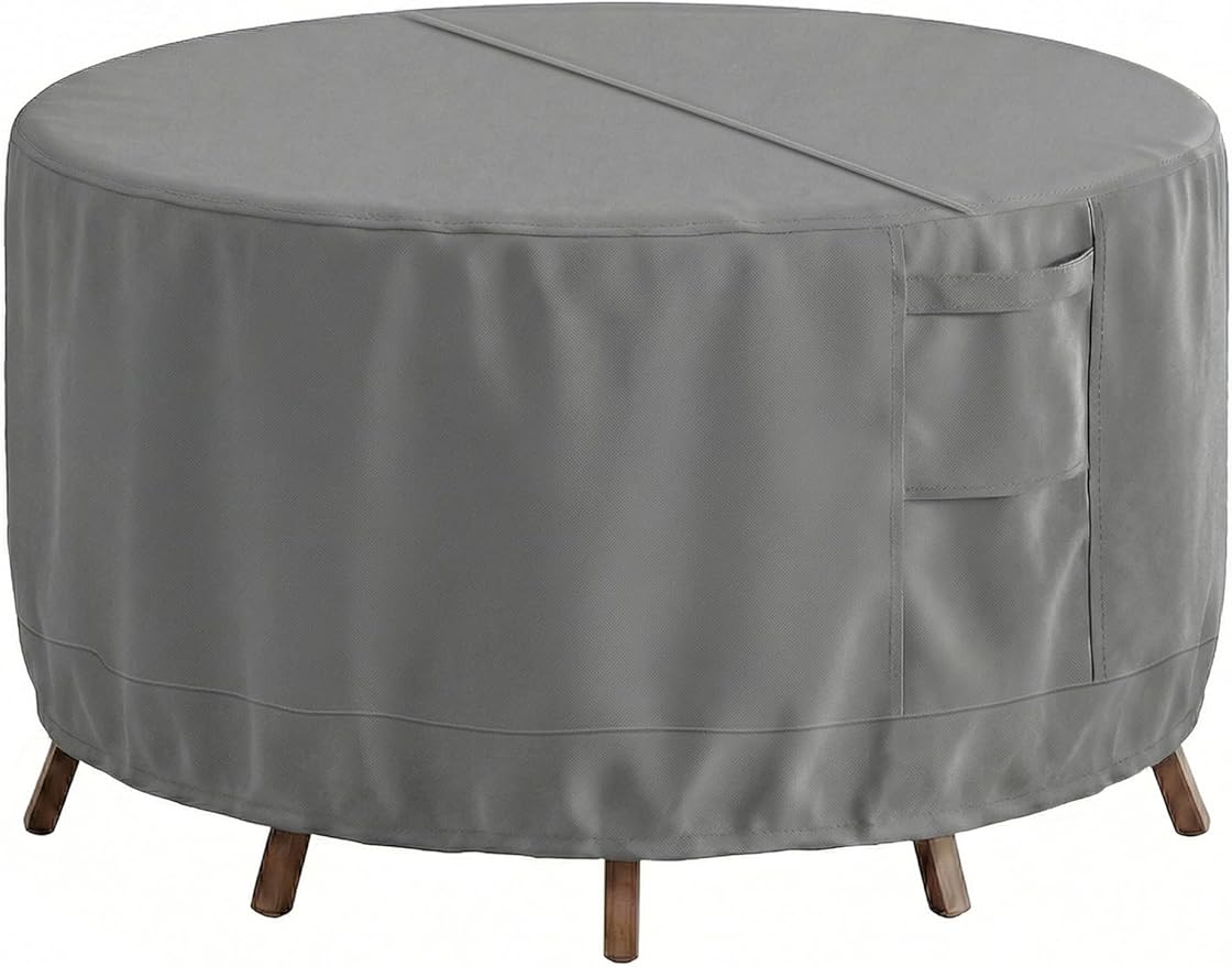 Vailge Round Patio Furniture Covers, 100% Waterproof Outdoor Table Chair Set Covers, Anti-Fading Cover for Outdoor Furniture Set, UV Resistant (Grey, 72"DIAx28"H)