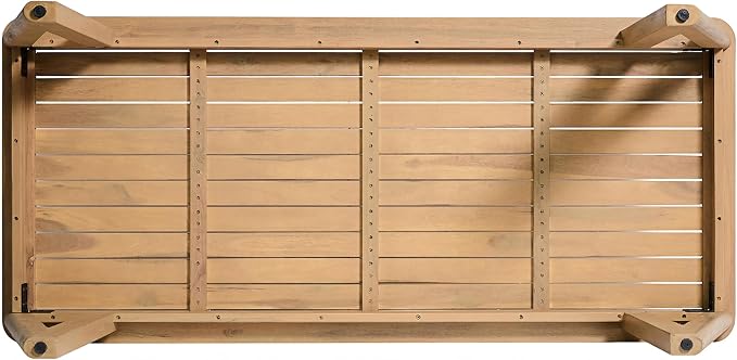 Christopher Knight Home Della Acacia Wood Dining Table Set for 6, 6 Piece Outdoor Dining Set with 70.75" Dinner Table, Bench and Armless Chairs, Patio Furniture Set for Dinner,Light Teak+Light Brown