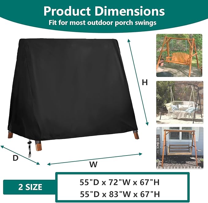 FLYMEI Outdoor Swing Cover Waterproof for A Frame Patio Swing/Outdoor Furniture Porch/Glider Hammock, Waterproof and Windproof, 72" L×55" W×67" H