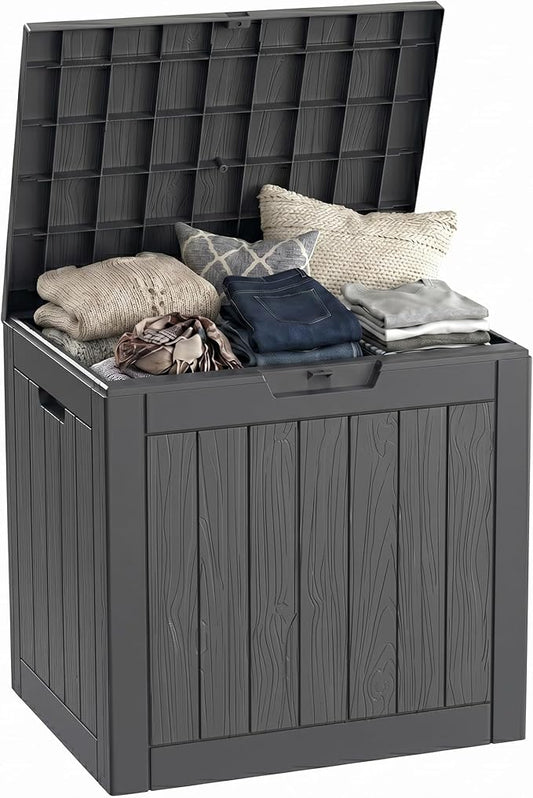 30 Gallon Deck Box,Outdoor Storage Box, Small Deck Box, Lockable& Waterproof For Garden Tools,Indoor Cushions,Accessories Black