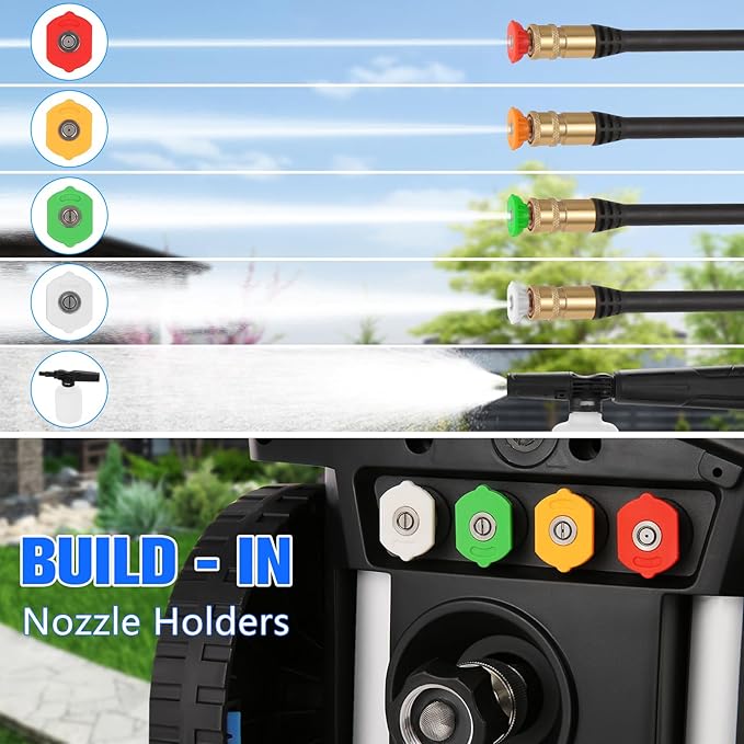 5000PSI 4.0GPM Heavy Duty Electric Pressure Washer with 33 FT Extension Hose, 4 QCNozzles and 500ml Foam Cannon for Cars/Fences/Driveways/Patios/Home Cleaning, Blue
