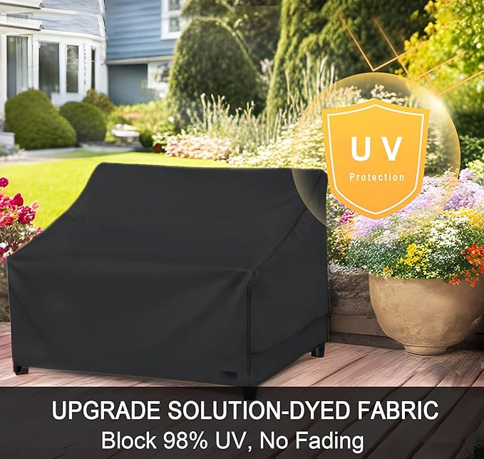 NettyPro Patio Sofa Cover Waterproof Heavy Duty Outdoor Couch Furniture 3 Seater Cover, 58" Wx 37" Dx 35" H, Black