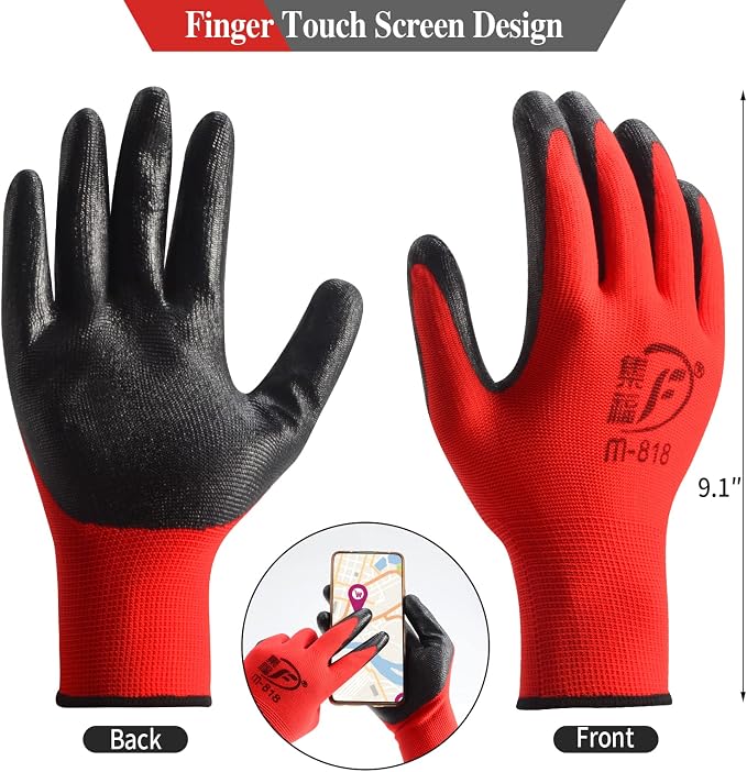 YOUKE OLA 90 Pair Gardening Gloves for Men Women, Breathable Rubber Coated Garden Gloves Working Gloves for Gardening, Construction