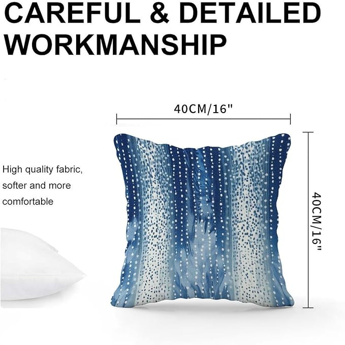 Antelope Aqua Animal Pillow Cover White Blue Animal Strip Throw Pillow Cover Classic Throw Pillow Covers Farmhouse Decorative for Patio Furniture Garden 16x16 in