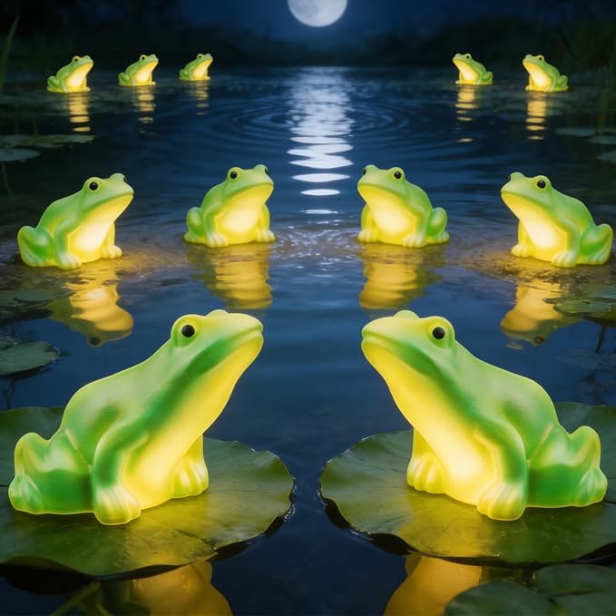 BeHiller Solar Frog Path Lights Outdoor for Garden Art Decor,6PACKS Frog Easter Yard Decorations,Frog Lights for Housewarming Gifts,Lawn Ornament,Gardening Gifts for Grandma,Women,Mom Day,House Decor