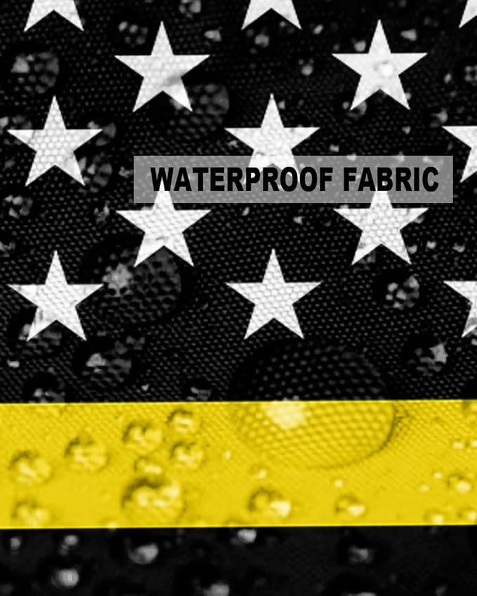 Outdoor Waterproof Pillow Covers Set of 2, Thin Yellow Line Gold Emergency Dispatchers Truck Flag Patio Throw Pillow Covers, Decorative Cushion Case for Couch Sofa Furniture Garden, 24x24 Inch