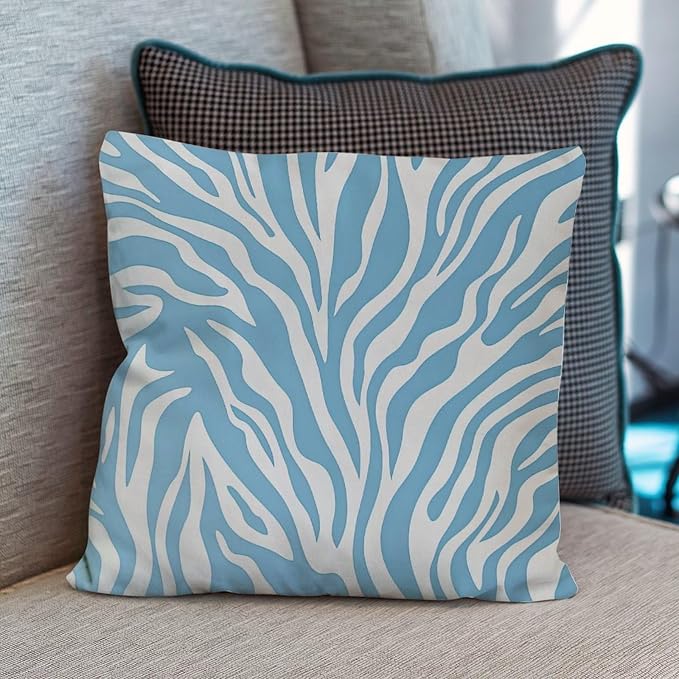 Blue Tiger Print Cushion Cases Animal Tiger Print Throw Pillow Covers 16x16 INClassic Accent Farmhouse Decor Pillow for Sofa Bed Chair Car