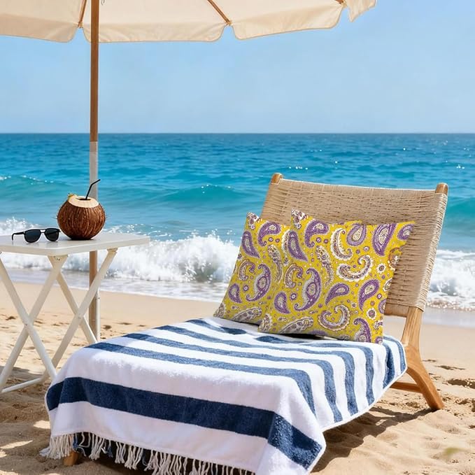 16x16 Inch Outdoor Pillow Covers Set of 2 Waterproof Throw Pillow Covers Decorative Couch Cushion Covers Yellow Tribal Graphics Square Pillowcases Protectors for Patio Garden Sofa