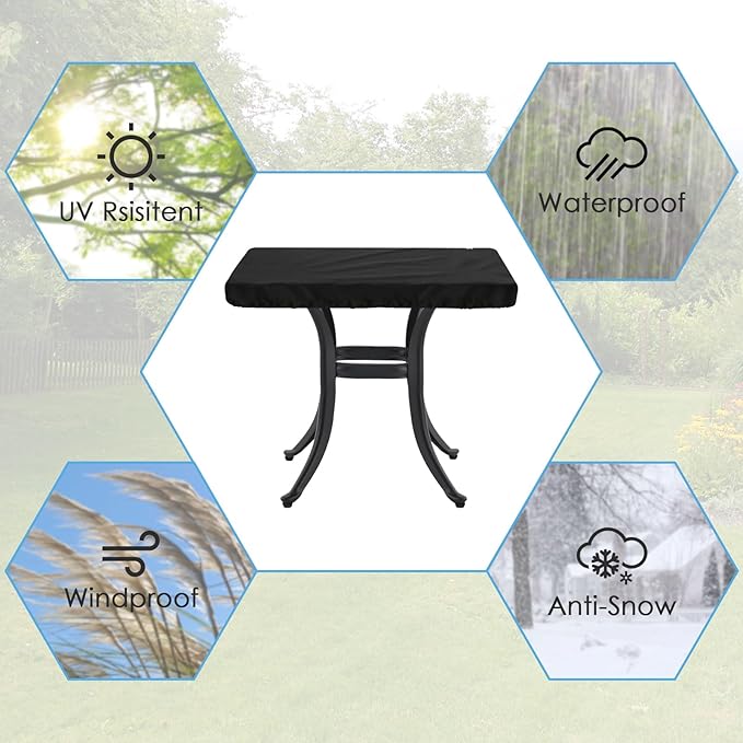 Patio Table Covers Waterproof Rectangular for Outdoor Furniture Heavy Duty Table Cover Rectangle,Windproof Outdoor Patio Coffee & Dining & Folding Table Cover Weatherproof,80"L×40"W×6"H