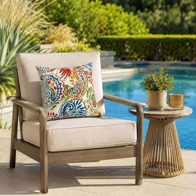 Outdoor/Indoor Throw Pillows with Inserts, 18"x18" Pack of 2 | Fade Resistant, Waterproof Decorative Pillows for Bed, Couch, Sofa, Patio, Garden & Terrace Furniture Cushions
