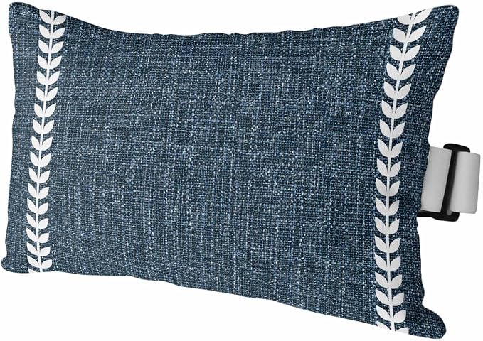 Navy Blue Outdoor Lumbar Pillow 11x16 Inch, Traditional Rustic Minimalist Striped Pattern Waterproof Throw Pillow Covers with Insert, Decorative Chair Cushions for Patio Garden Recliner