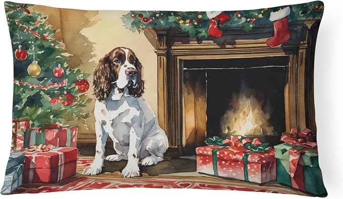 Caroline's Treasures DAC2653PW1216 English Springer Spaniel Cozy Christmas Throw Pillow Machine Washable, Indoor Outdoor Decorative Pillow for Couch, Bed or Patio, 12HX16W