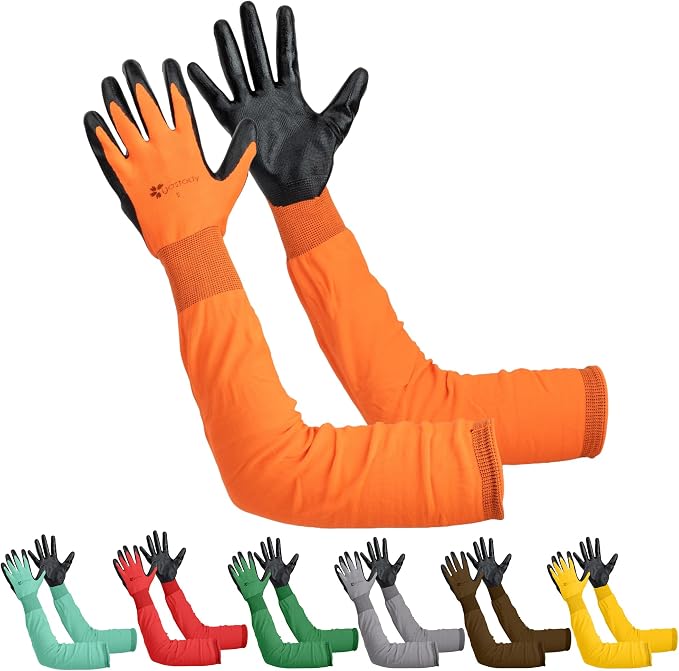 Long Sleeve Gardening Gloves for Women & Men, Long Cuff Garden Gloves | Multipurpose heavy-duty design for outdoor & indoor use; extended cuff shields forearms from thorns, scratches & dirt