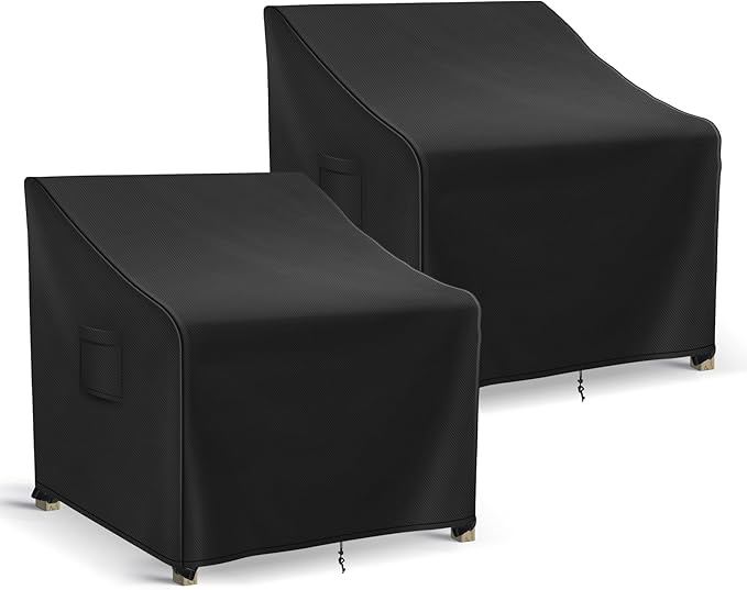 Richwon Patio Furniture Covers Waterproof for Chairs, Lawn Outdoor Chair Covers 2 Pack, Patio Chair Covers for Outdoor Furniture Fits up to 30W x 27D x 36H inches, Black