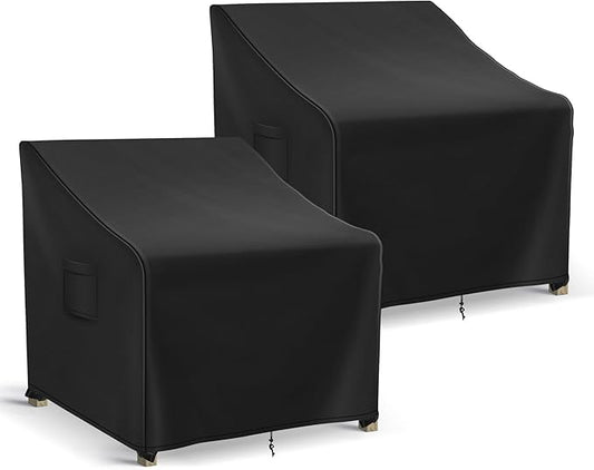 Richwon Patio Furniture Covers Waterproof for Chairs, Lawn Outdoor Chair Covers 2 Pack, Patio Chair Covers for Outdoor Furniture Fits up to 30W x 27D x 36H inches, Black