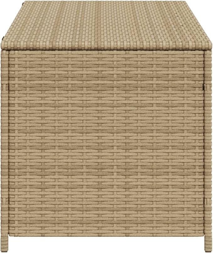 Gecheer Garden Storage Box 190L – Mix Beige Poly Rattan Outdoor Deck Box with Water-Resistant Liner, Steel Frame, Gas Spring Lid