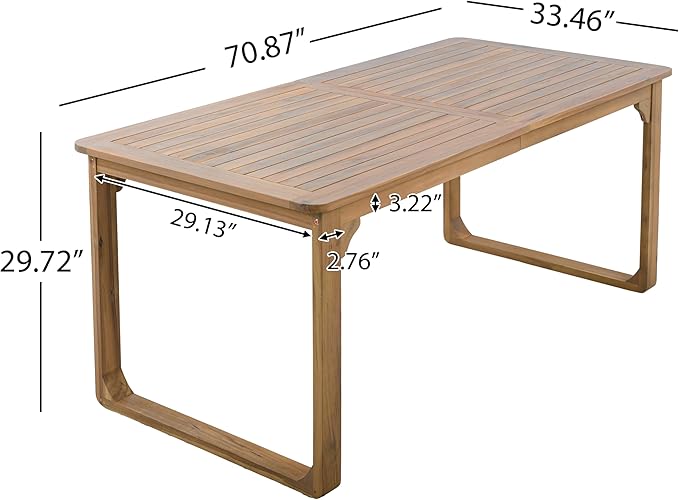 Christopher Knight Home Trazy Acacia Wood Outdoor Dining Set for 6, Patio Dining Table Set for 6, Outdoor Dining Table and Sled Base, Dining Chairs with Cushion + Rope Backrest, Teak + Brown + Beige