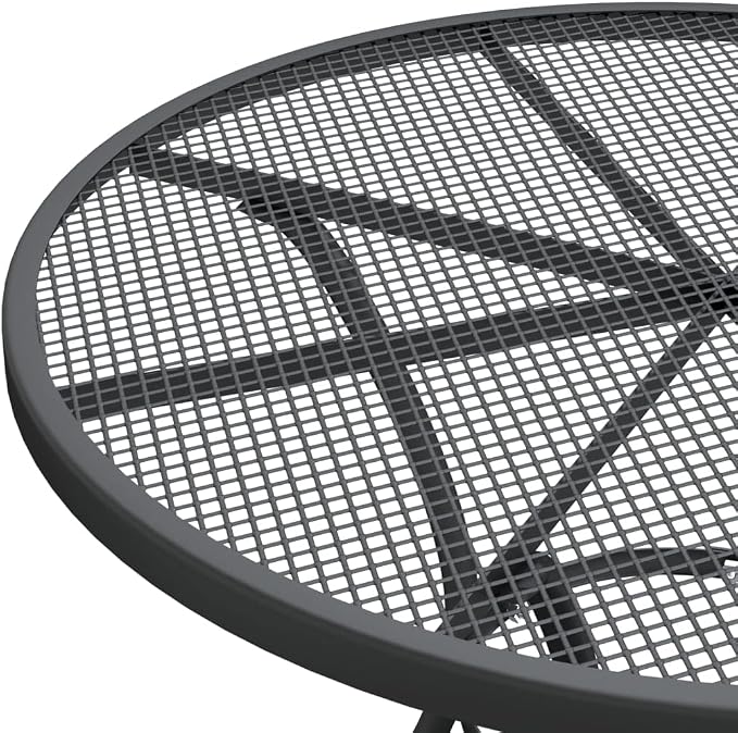 5 Piece Patio Dining Set with Expanded Metal Mesh Anthracite and Folding Chairs, E-Coating Finish Outdoor Dining Set for Lovely Meals