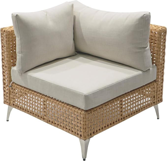 YOPTO 7-Piece Outdoor Conversation Sectional Sofa Set with Water Resistant Thick Cushions & Coffee Table,Wicker Patio Furniture Set W/Removable Cushions Cover,DIY Combination,for Porch,Backyard,Beige