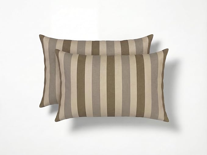 RSH DECOR: Sunbrella Jumbo Lumbar Pillows Set of 2 | 26" x 16" | Water and Fade-Resistant Performance Fabric | Outdoor Pillow Covers with Down-Alternative Inserts | Made in USA (Portico Sparrow)