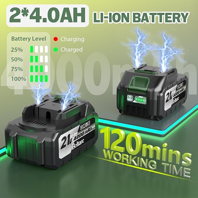21V 3-in-1 Cordless Weed Eater-Weeding/Trimming/Lawn Mower, with 8 Replace Auto Line Feed, Electric Grass Trimmer for Garden, Lawn, 120 Mins of Non-Stop (2x4.0 mAh Battery Included)