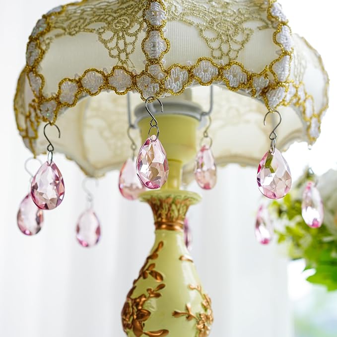 10 Pcs Pink Crystal Bauhinia Suncatcher Prisms Chandelier Window Decor | Pink Crystal Bauhinia Prisms Suncatcher Pendants 38mm Chandelier Beads Replacement for Window Wedding Party Decor