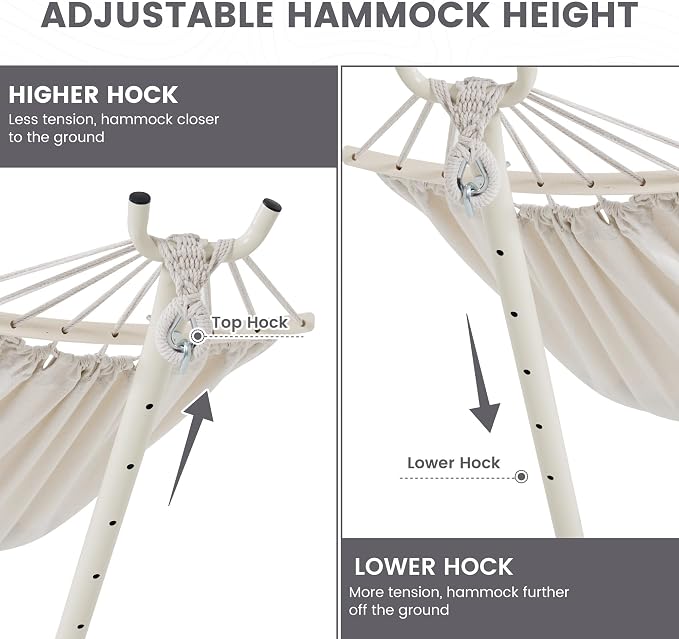 Lazy Daze Portable Hammock with Stand, Free Standing Hammock for Indoor Outdoor Patio Yard, Portable Hammock Has a Carrying Bag and Pillow, Hamacas Heavy Duty 2 Person Amaca 450 lbs Capacity (White)