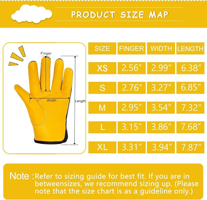 Kids Work Gloves, Sheepskin Leather Palm(Black, XS, 1-2 Years Old) | Toddler 1-2Y, Reflective, Breathable Fabric Back, Flexible, Hand Protection, Kids Gardening Gloves for Yard Work, Outdoor