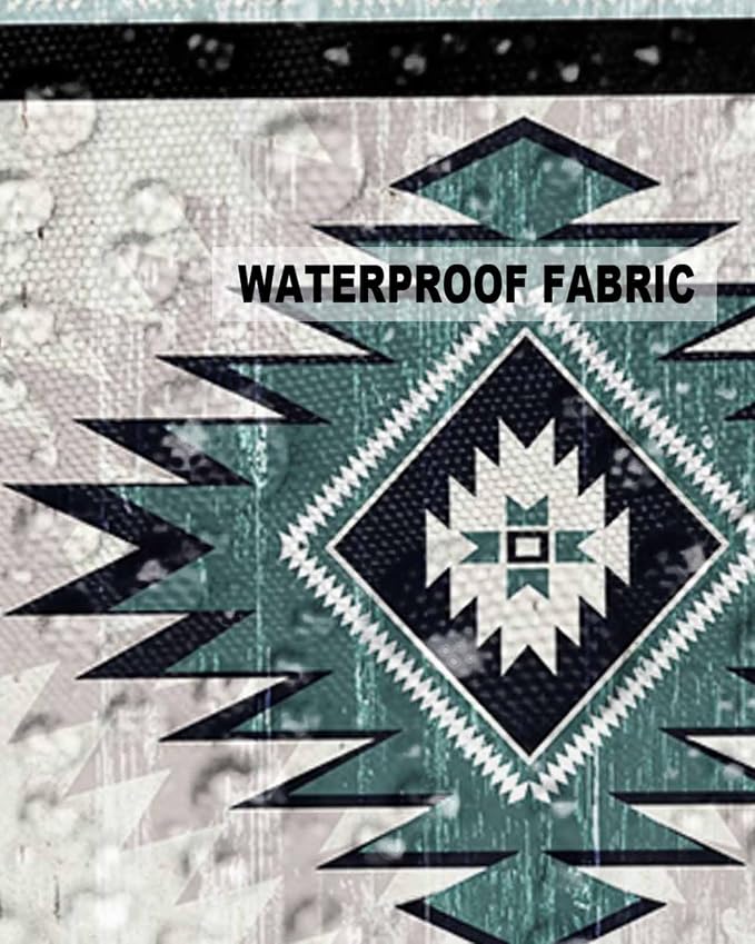 Outdoor Waterproof Throw Pillow Covers Set of 2 Turquoise Boho Aztec Pillowcases 20x20 Inches Southwest Tribal Geometric Patio Decorative Pillows Cushion Case Patio Pillows for Couch Bed Chair Garden