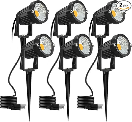 Romwish LED Landscape Spotlights 5W, 120V Plug in Outdoor Spot Lights, 1100LM 3000K Warm White Landscape Lighting, IP65 Waterproof Garden Lights for Yard Tree Pathway Flag (6 Pack)
