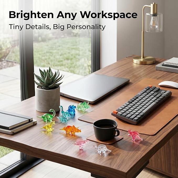 100PCS Mini Dinosaur Figurines, Resin Mini Animals Bulk, Tiny Dinosaur Statues for Desk Decor, Party Favors, Collectible Decorations & Treasure Hunt Games (Luminescent Color)