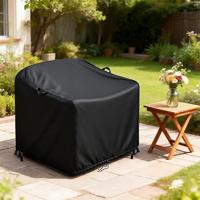 Kasla Patio Chair Cover, Waterproof Heavy Duty Cover for Outdoor Egg Rocking Chair & Papasan Rocking Chair & Rattan Wicker Chair (Black, 42"L×42"W×34"H, 2 Pack)