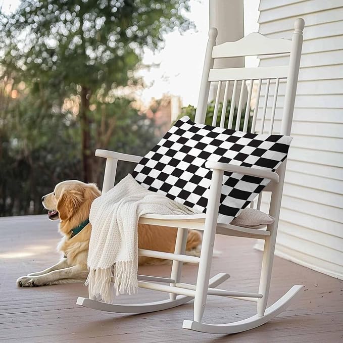 Lumbar Pillow Covers 20x12 Inch Set of 2, Simple Black White Checkered Waterproof Outdoor Cushion Covers, Lattice Buffalo Plaid Decorative Pillowcases for Couch, Sofa, Bed, Garden, Patio