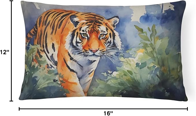 Caroline's Treasures DAC2878PW1216 Bengal Tiger Throw Pillow Machine Washable, Indoor Outdoor Decorative Pillow for Couch, Bed or Patio, 12HX16W