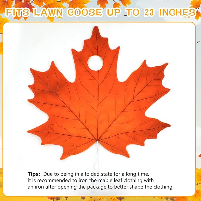 Fall Goose Outfit Autumn Maple Leaf Goose Costumes for Outdoor Decor | for 23''H Plastic/Cement Statues, Lawn Porch Goose Clothes Autumn Thanksgivng Garden Patio Decor