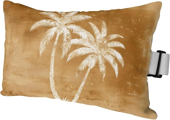 Palm Trees Tropical Outdoor Pillows for Chaise Lounge Chair Waterproof Lumbar Pillows with Insert&Adjustable Strap Beach Headrest Pillow Shabby Burnt Orange Summer Coastal Recliner Pool Pillow 11"x16"