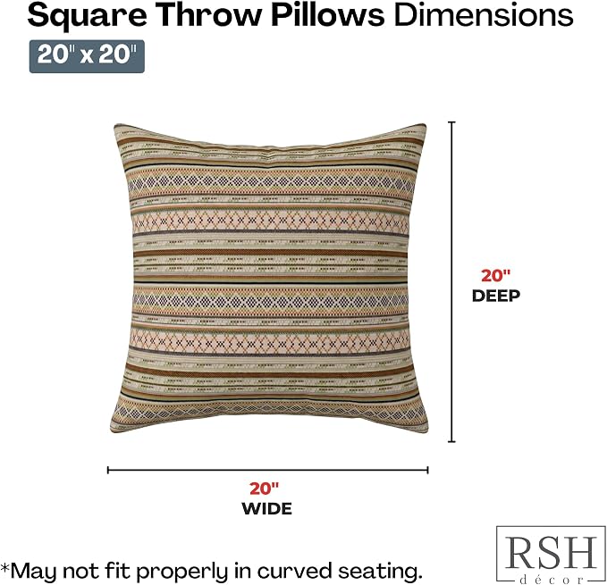 RSH DECOR: Sunbrella Square Throw Pillows Set of 2 | 20" x 20" | Water and Fade-Resistant Performance Fabric | Outdoor Pillow Covers with Down-Alternative Inserts | Made in USA (Chimayo Dew)