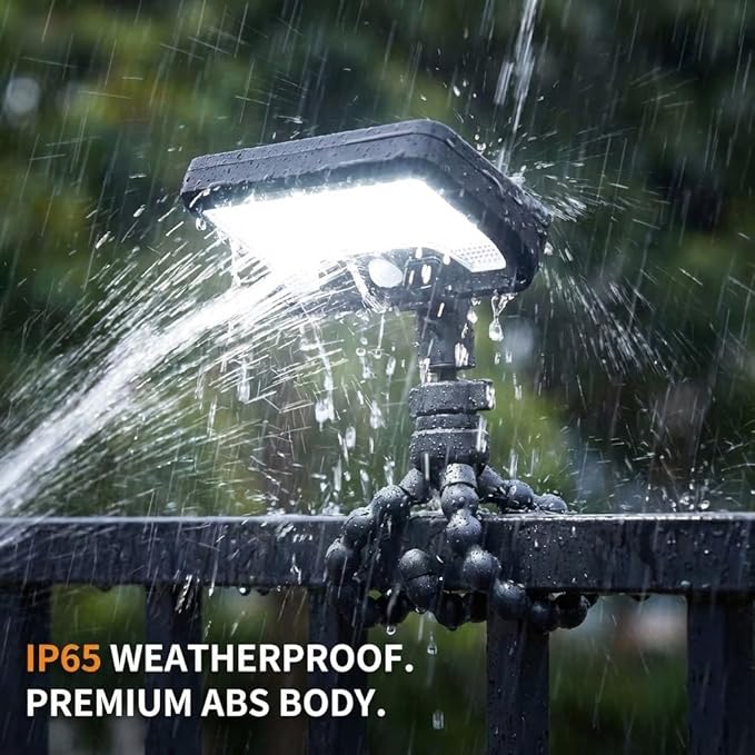 Solar Motion Lights Outdoor with 360° Flexible Tripod USB and Solar Powered 92 LED Super Bright 600LM Motion Sensor Light IP65 Waterproof for Fence Yard Patio Garden RV Camping (1)