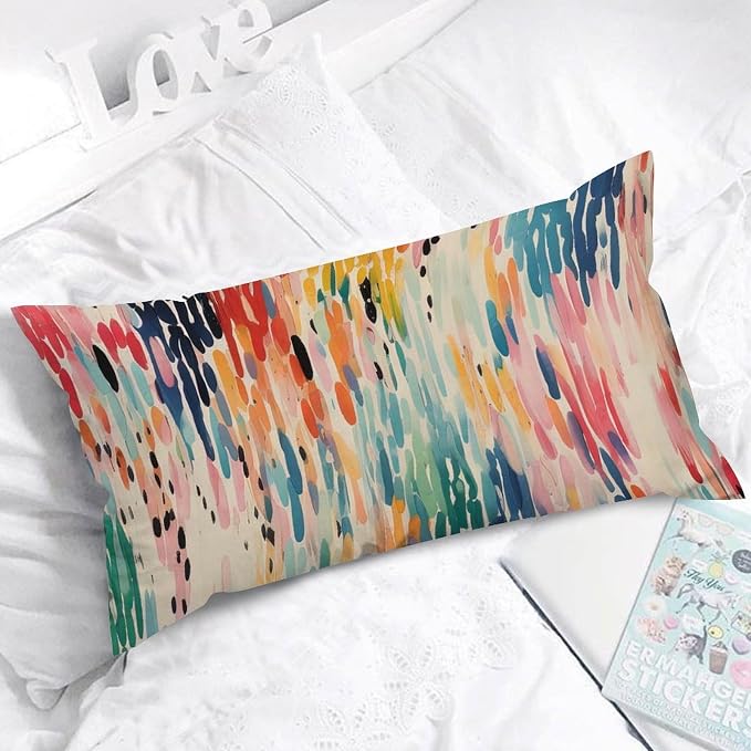 Rectangle Lumbar Pillow Case Make It Rain Fiesta Pillowcase Modern Rainbow Colorful Pillow Cover Accent Square Couch Sofa Cushion Covers for for Sofa Couch Bed Decorations 12x24in