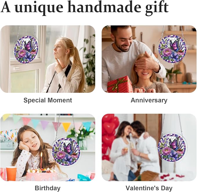 Acrylic Puzzle Suncatcher, Sun Catchers Puzzle for Window Hanging | 7.4 Inch Purple Butterfly DIY Suncatcher Puzzle for Adults, Ideal Gifts for Women, Men, Wife, Mom, Home & Garden Decor